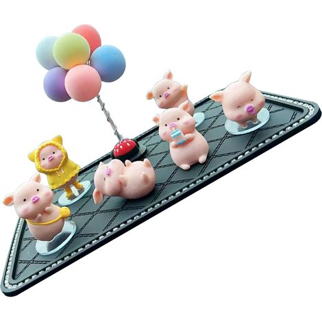 Auto-Ornamente, niedliche Ferkelform, viskose Basis, Schreibtischdekoration für Zuhause, Restaurant, Büro, Ferkel-Strasskissen, bunter Ballon (1/5)