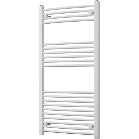 Zennor - White Heated Towel Rail - H1200mm x W600mm - Curved (1/3)