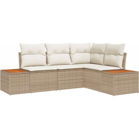 Maison Exclusive - Set Divano da Giardino 5 pz Beige Poly Rattan (1/5)