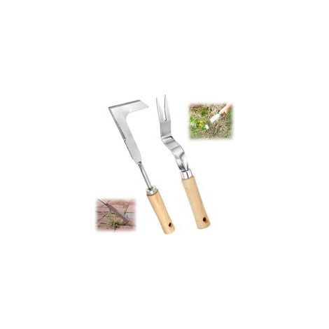 Lot de 2 outils manuels pour arracher les mauvaises herbes – Idéal pour le jardin, la terrasse, les fissures dans le sol, l'allée, l'élimination de la mousse et des pissenlits