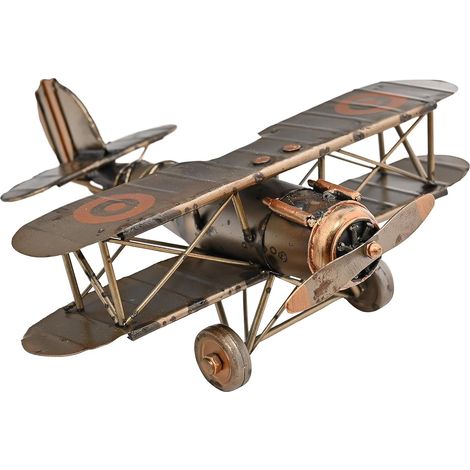 Harvey Makin - Ornement d'avion vintage en métal - Figurine biplan inspirée de l'aviation de la Seconde Guerre mondiale pour offrir et articles de maison - Pour salon, chambre à coucher, décoration (1/5)