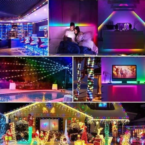 Ruban LED, Bande lumineuse LED avec Télécommande - Bande Solaires Décoratifs Lumière de Corde - tanche - 6m - 300LE -8 Mode (1/4)