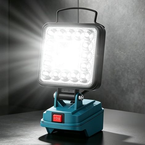 Projecteur LED Lampe de Chantier pour 18V Batteries, Max. 48W 4800LM Lampe de Travail Portable avec 2 USB, Éclairage de Chantier pour Garage, Camping, Réparations Automobiles(Sans Batterie) (1/5)