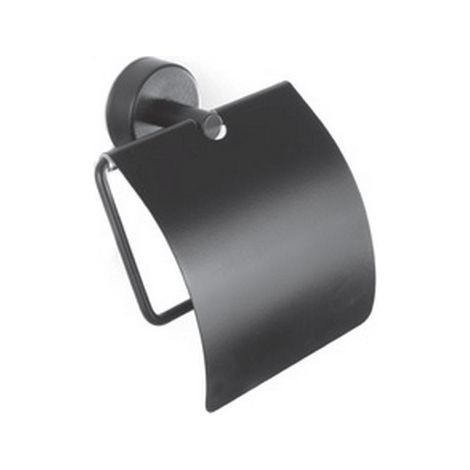 Portarotolo coperto in acciaio inox nero opaco da muro  Monde-N kamalu