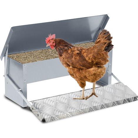 Wolketon 3x Mangeoire poules automatique 5KG – Distributeur en acier galvanisé avec pédale auto-ouverte et couvercle étanche pour volailles