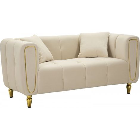 Divano 2 posti in velluto con cuscini Alma - Beige