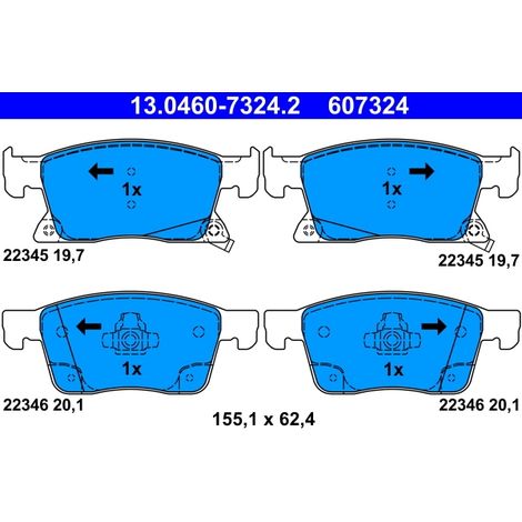 Kit de plaquettes de frein, frein à disque ATE 13.0460-7324.2 CHEVROLET 13478301