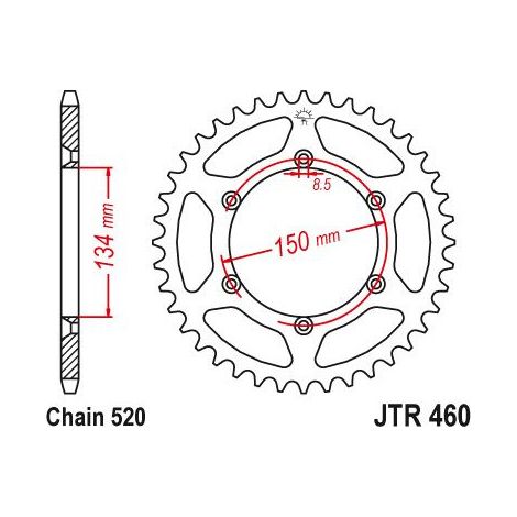 Couronne Acier TT Kawasaki-Suzuki - 520 - 46 Dents - Similaire JTR460 - Made in Germany