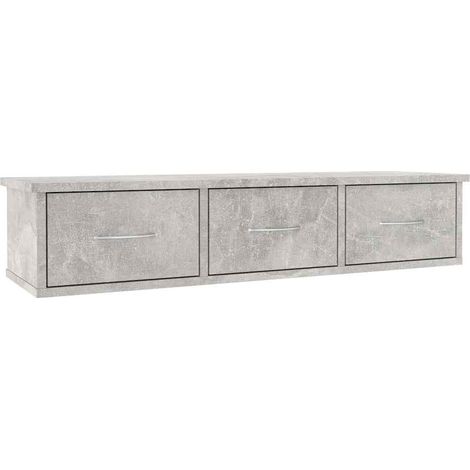 Mensole Cassetti Parete Scaffale da parete Ripiano a Parete Grigio Cemento 88x26x18,5 Multistrato (1/5)