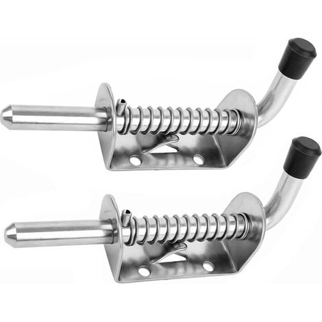 sourcingmap Zylinderriegel, 2 Stück, 10 x 128 mm – Federriegel aus Edelstahl mit Sicherungsstift, für Anhängertüren, Schränke, Kofferräume, Heckklappe (Silber)
