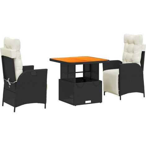 Maison Exclusive - Set comedor de jardín 3 pzas con cojines ratán (1/5)