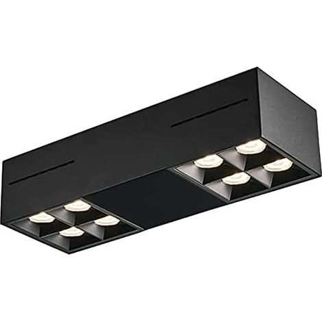 Foco LED empotrable negro para techo, sin abertura, para interiores, 8 x 5 W, luminaria cuadrada de superficie (1/5)