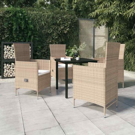 vidaXL Juego de comedor de jardín 5 piezas con cojines beige (1/5)
