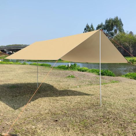 Vela de sombra rectangular con soporte, vela de sombra impermeable con protección UV, vela de sombra Oxford para jardín al aire libre, patio, patio, blanqueado 3x4,5 m (1/5)