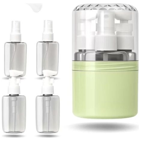 Pair Distributeur de Voyage 4 en 1, Flacons Rechargeables Portables pour Shampooing Lotion Crème et Gel Douche, Conception Étanche Adaptée Aux Déplacements et Vacances (1/5)