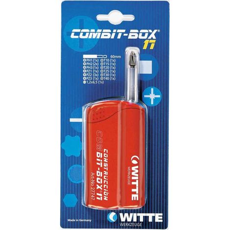 WITTE COMBIT-BOX Set di punte per cacciavite da 17 pezzi in blister per edilizia