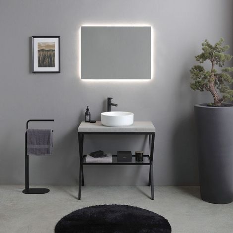 Mobile Bagno A Terra 80Cm Con Design Industrial Moderno  Manchester