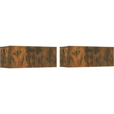 Mobile TV multimediale scaffale per televisione credenza televisione sala da pranzo soggiorno camera da letto 2 pezzi rovere affumicato 80 x 30 x 30 cm derivati del legno marrone 020028608
