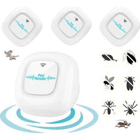 Mosquito Repellent, Ultrasonic Repellent, Plug-in Mosquito Repellent, Electronic Indoor Pest Control, Pest Control for Mosquitoes, Mice, Spiders, Cockroaches, Flies, Pack of 4 (1/5)