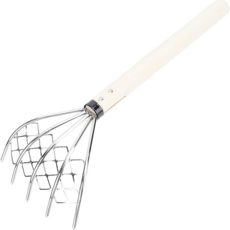 Rateau en Acier Inoxydable Pelouse Rateau Jardin Feuille De Scoops Principal Rateaux Verser Ratisser Les Feuilles du Jardinage Fournitures à L' Arrière (1/5)