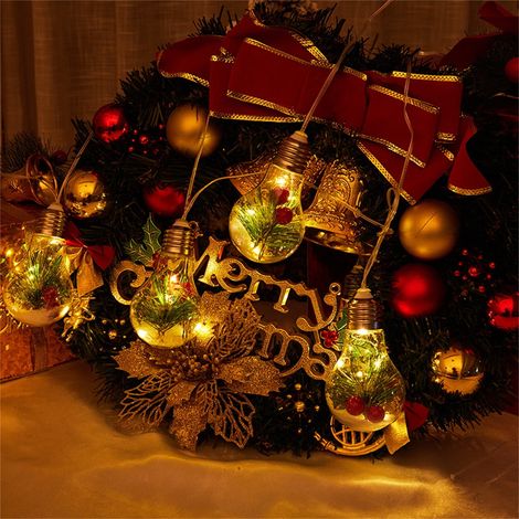 Guirlande Lumineuse De Noël - Boules Transparentes LED - 4 Mètres - 10 Boules - 50 Ampoules - Alimentation Sur Piles - Décoration Arbre De Noël (1/5)
