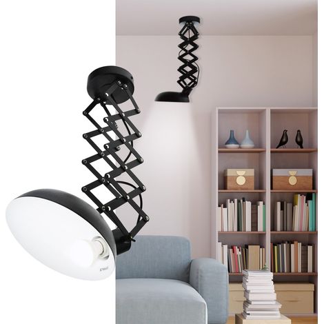 Lámpara techo vintage extensible tijera negra E27 (1/5)