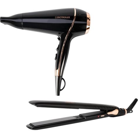 TrAdE Shop Traesio - Set Professionale Asciugacapelli Phon 2100 W + Piastra Per Capelli Lisciante 35 W - (1/4)