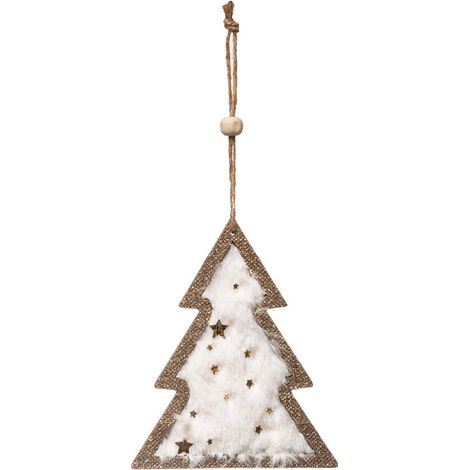 Weihnachtsmotiv Tanne Pelz Weiß Golden 12 - Feeric lights & christmas