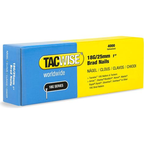 TACWISE 1710 Chiodi Brad Galvanizzati Tipo 18G / 25 mm, Confezione da 4000 (1/5)