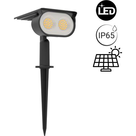 Projecteur solaire extérieur LED avec pique - 1,8W - IP65 - Blanc Chaud