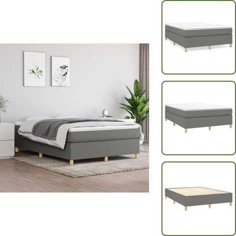 Cama con colchón - vidaXL Cama box spring con colchón tela gris oscuro 140x190 cm - Cama de muelles ensacados
