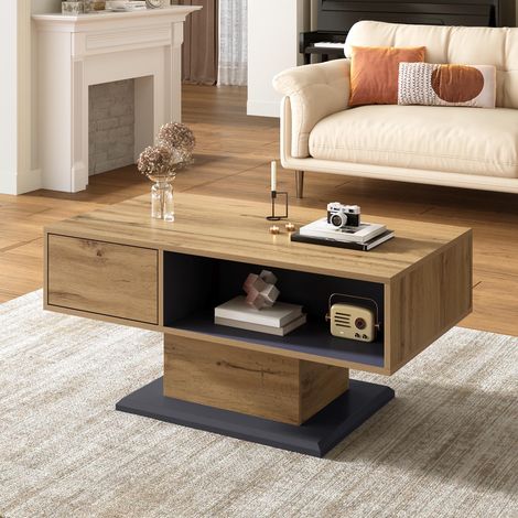Moderner Couchtisch mit doppelseitigem Stauraum, großem Ablagefach und zusätzlichem Innenfach – vielseitiger Wohnzimmertisch mit praktischem Ordnungsdesign (1/5)