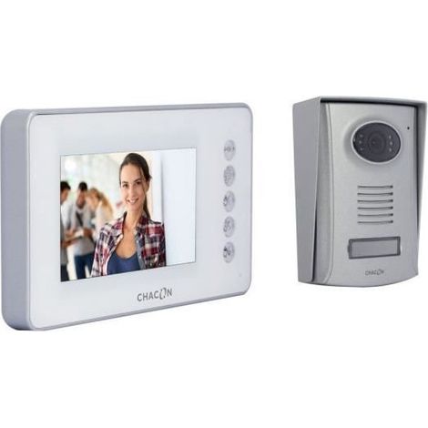 Visiophone 4 fils couleur blanc 4,3 pouces – Écran LCD haute définition – Vision nocturne – Installation en applique – Chacon (1/10)