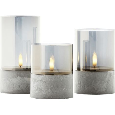 Brilliant LED Tischleuchten Kerzen Bougie grau rauchglas 3 Stück Tischlampe (1/3)