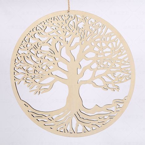 Décoration Murale Arbre Vie en Bois, Sculpture pour la Maison (30 cm)