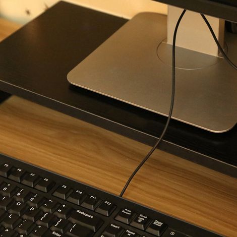 Support en bois pour écran LED/LCD, rehausseur pour écran d'ordinateur, organisateur de bureau, étagère d'affichage, noir (1/5)
