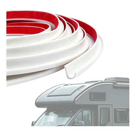 Gutter for Camping Cars, 5 m TPE J-Shaped Gutter for Gazebos, Campers, Vans, Trucks, Boats, Roof Edges, White (1/5)