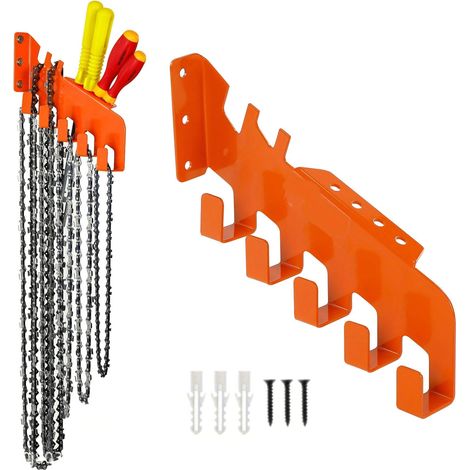 Global Support de rangement pour chaîne de tronçonneuse avec 5 attaches pour une organisation efficace et une installation facile dans l'atelier Résistant à l'oxydation (1/5)
