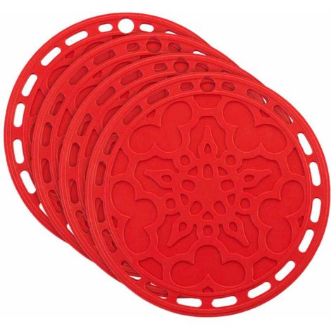 Dessous de verre design haut de gamme, ensemble de 4 pièces. Dessous de verre décoratifs pour verres, tasses, vases, bougies sur votre table à manger en bois, en verre ou en pierre, rouges, 20 cm.