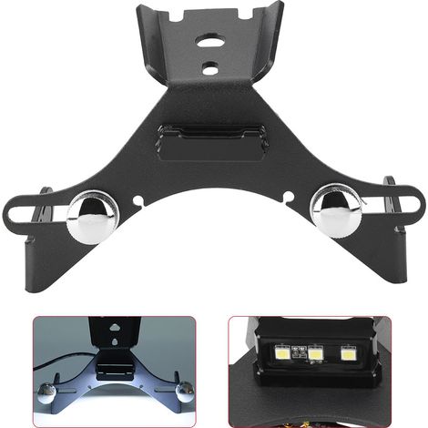 Kennzeichenhalterung für Yamaha R1 (2015–2018), Kotflügeldämpfer mit LED-Beleuchtung, universelle hintere Kennzeichenhalterung, schwarz, inklusive Montagesatz (1/5)
