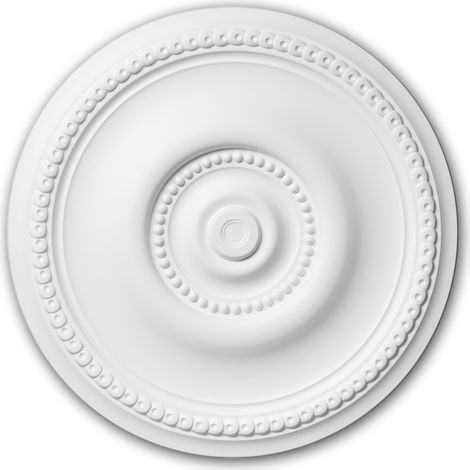 Profhome Decor – Rosace de plafond décorative Art Nouveau blanche Ø 52 cm – Polyuréthane haute densité – Pour intérieurs et extérieurs – Adhésif G06M290