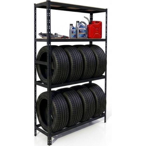 Tire Rack, 2-Shelf Steel Storage with Adjustable Spacing (1/5)