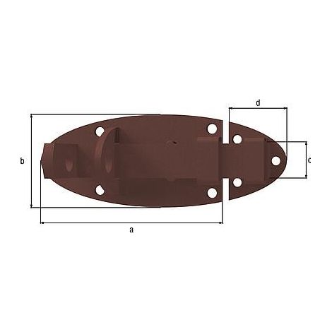 Schlossriegel DURAVIS® 90 x 44 mm, mit rundem Griff, rostbraun, Material: Stahl, blau verzinkt
