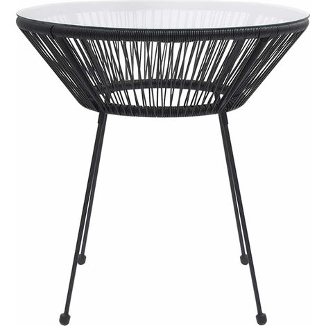 Maison Exclusive - Tavolo da Pranzo per Giardino Nero Ø70x74 cm in Rattan e Vetro (1/4)