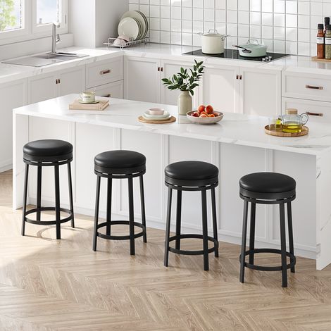 Lot de 4 tabourets hauts - Chaises de Bar - Siège de Cuisine - Cadre en Acier - Hauteur 62 cm - Montage Facile - Style Industriel - noir (1/5)