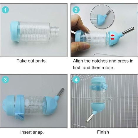 Food Water Bottle for Hamster,Water Dispenser for Small Animals Nesting Design Food Water Bottle for Guinea Pig Hamster (1/4)