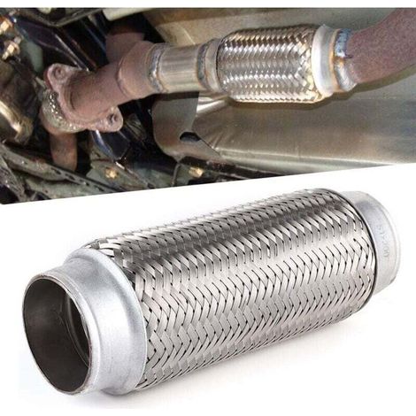d'échappement flexible Tuyau d'échappement robuste en acier inoxydable Tuyau de réparation à joint flexible pour échappement avant universel (51 mm x 200 mm) (1/4)