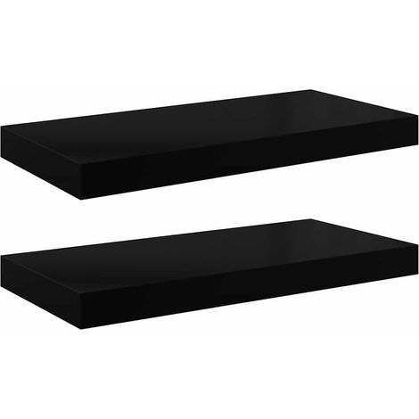 vidaXL Scaffali a Parete 2 pz Nero Lucido 50x23,5x3,8 cm in MDF