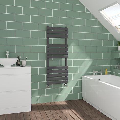 Flat Panel Sand Grey Bathroom Heated Towel Radiator 1200x450mm (1/5)