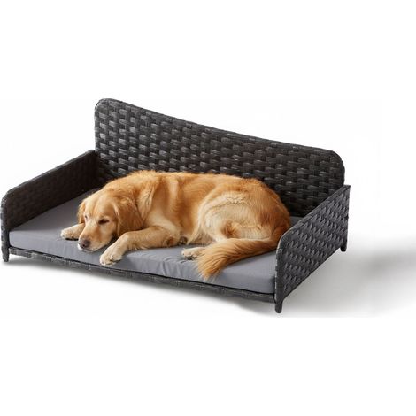 Rattan-Hundebett mit Kissen - für drinnen und draußen geeignet